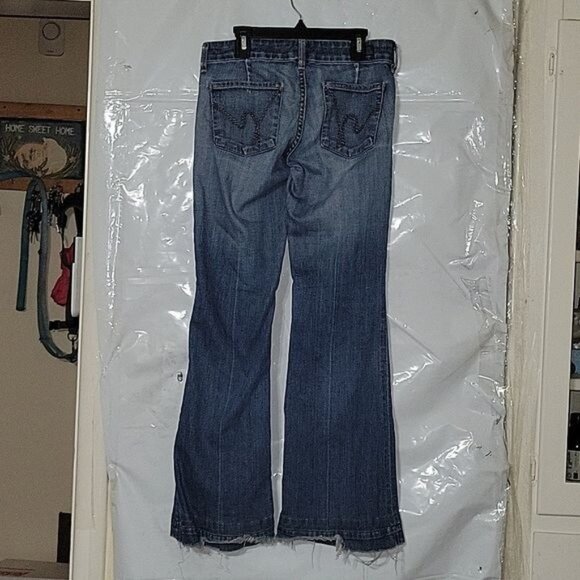 Citizens Of Humanity FAYE #003 Flared Jeans Size 29 Distressed Hem Medium Wash - Picture 5 of 12
